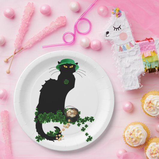 Lucky Le Chat Noir St. Patrick's Day Papieren Bordje (Feest)