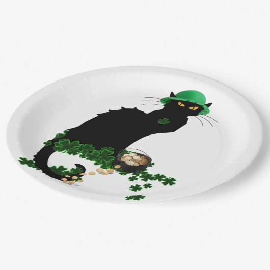 Lucky Le Chat Noir St. Patrick's Day Papieren Bordje (Gekanteld)