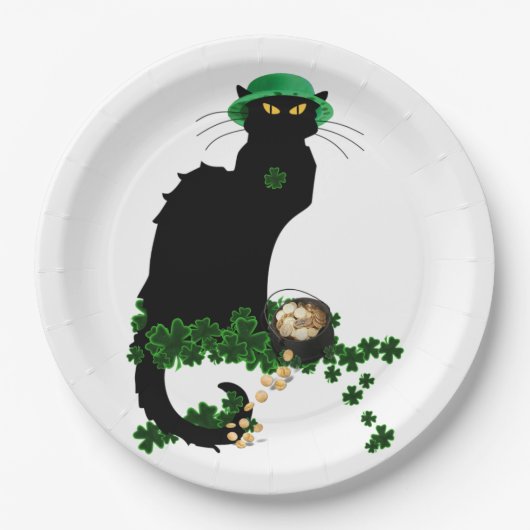 Lucky Le Chat Noir St. Patrick's Day Papieren Bordje (Voorkant)