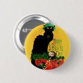 Lucky Le Chat Noir St. Patrick's Day Ronde Button 5,7 Cm (Voorkant /achterkant)