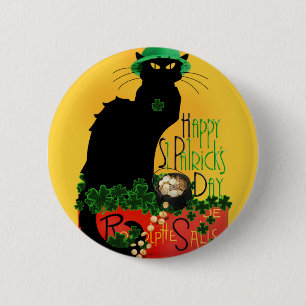 Lucky Le Chat Noir St. Patrick's Day Ronde Button 5,7 Cm