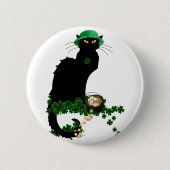 Lucky Le Chat Noir St. Patrick's Day Ronde Button 5,7 Cm (Voorkant)
