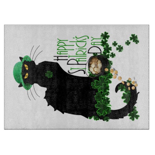 Lucky Le Chat Noir St. Patrick's Day Snijplank (Voorkant)