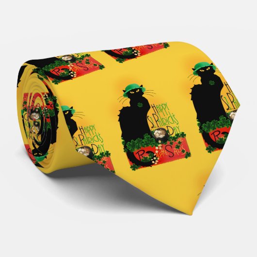 Lucky Le Chat Noir St. Patrick's Day Stropdas (Opgerold)