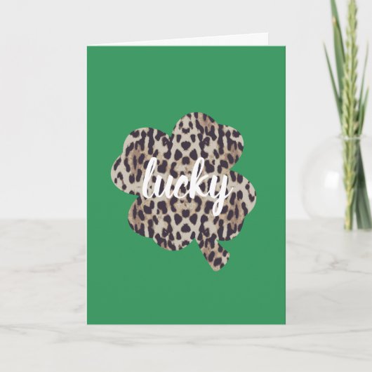 Lucky Leopard Print Shamrock St. Patrick's Day Kaart (Voorkant)