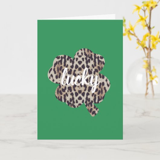 Lucky Leopard Print Shamrock St. Patrick's Day Kaart (Gele Bloem)