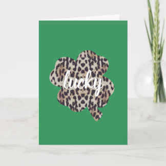 Lucky Leopard Print Shamrock St. Patrick's Day Kaart