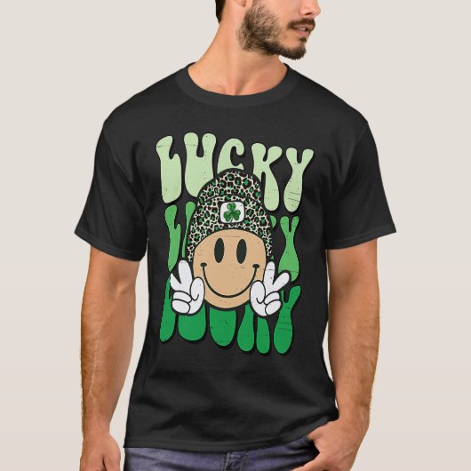 Lucky Leopard Smile Face Meme  St Patricks Day Wom T-shirt (Voorkant)