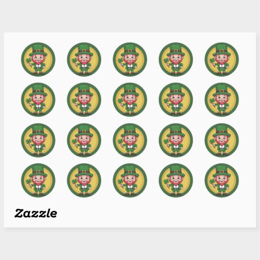 Lucky Leprechaun and Clover Round Sticker Set (Vel)
