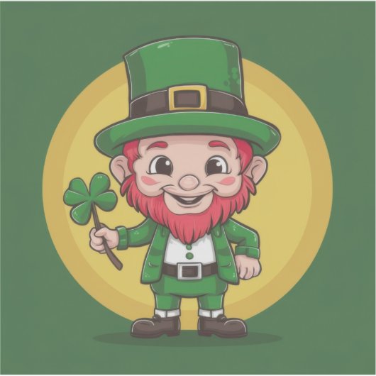 Lucky Leprechaun and Clover Sticker (Voorkant)