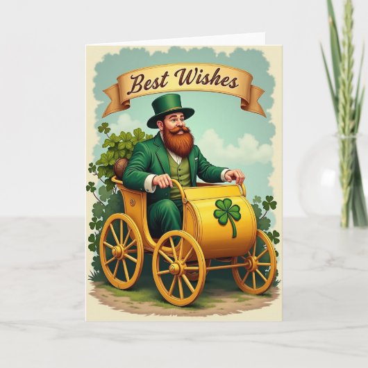 Lucky Leprechaun Best Wishes Card Kaart (Voorkant)