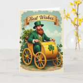 Lucky Leprechaun Best Wishes Card Kaart (Gele Bloem)