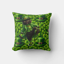 Lucky leprechaun black cat Saint Patrick's Day lum Kussen