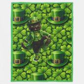 Lucky leprechaun black cat Saint Patrick's Day Pat Fleece Deken (Voorkant)