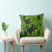 Lucky leprechaun black cat Saint Patrick's Day Pat Kussen (Stoel)