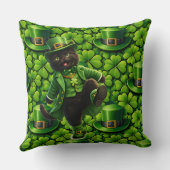 Lucky leprechaun black cat Saint Patrick's Day Pat Kussen (Achterkant)