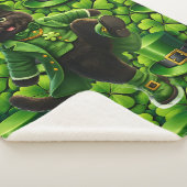 Lucky leprechaun black cat Saint Patrick's Day Pat Sherpa Deken (3/4)