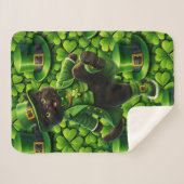 Lucky leprechaun black cat Saint Patrick's Day Pat Sherpa Deken (Voorkant (horizontaal))