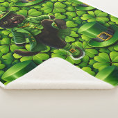 Lucky leprechaun black cat Saint Patrick's Day Pat Sherpa Deken (3/4)