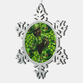 Lucky leprechaun black cat snowflake ornament (Rechts)