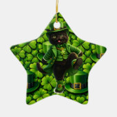 Lucky leprechaun black cat snowflake ornament Sain (Voorkant)
