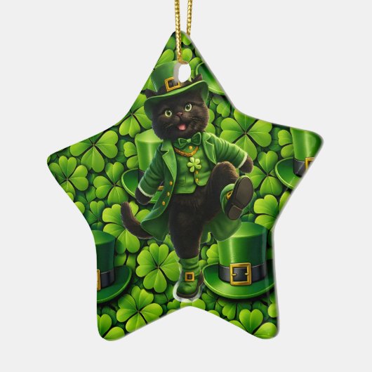 Lucky leprechaun black cat snowflake ornament Sain (Links)