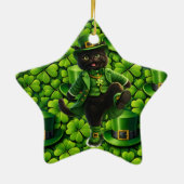 Lucky leprechaun black cat snowflake ornament Sain (Achterkant)