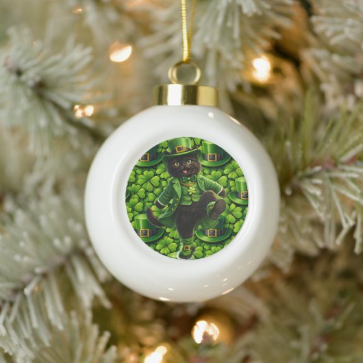 Lucky leprechaun black cat snowflake ornament Sain (Boom)