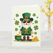 Lucky Leprechaun Cool Kaart (Gele Bloem)