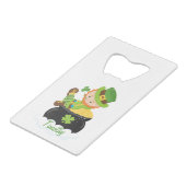 Lucky Leprechaun Creditkaart Flessenopener (Voorkant Gekanteld)