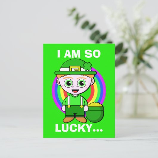Lucky Leprechaun Custom Saint Patrick's Day Briefkaart (Staand voorkant)