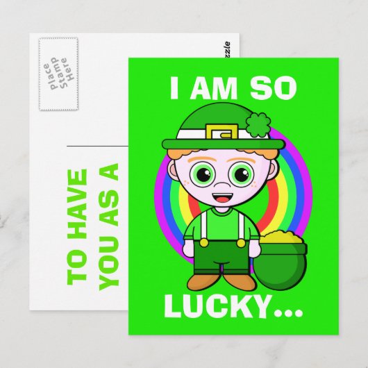 Lucky Leprechaun Custom Saint Patrick's Day Briefkaart (Voorkant / Achterkant)