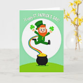 Lucky Leprechaun Dag Kaart (Gele Bloem)
