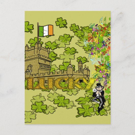Lucky Leprechaun en Zijn Irish Castle Briefkaart (Voorkant)