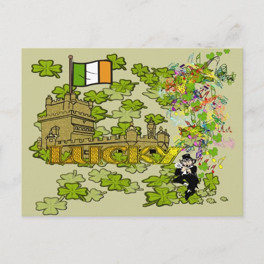 Lucky Leprechaun en Zijn Irish Castle Briefkaart (Voorkant)
