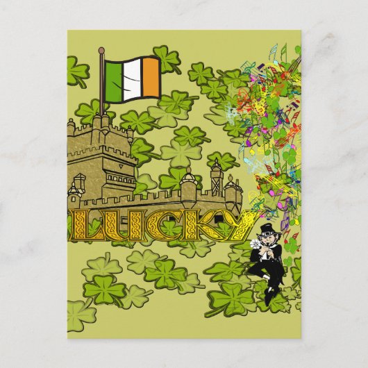 Lucky Leprechaun en Zijn Irish Castle Briefkaart (Voorkant)