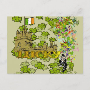 Lucky Leprechaun en Zijn Irish Castle Briefkaart