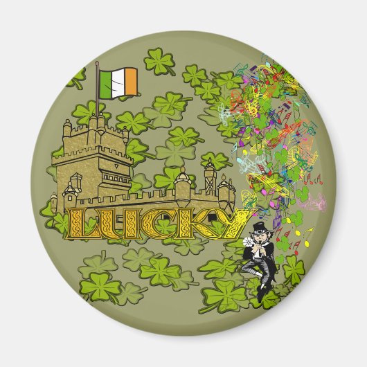Lucky Leprechaun en Zijn Irish Castle Magneet (Voorkant)