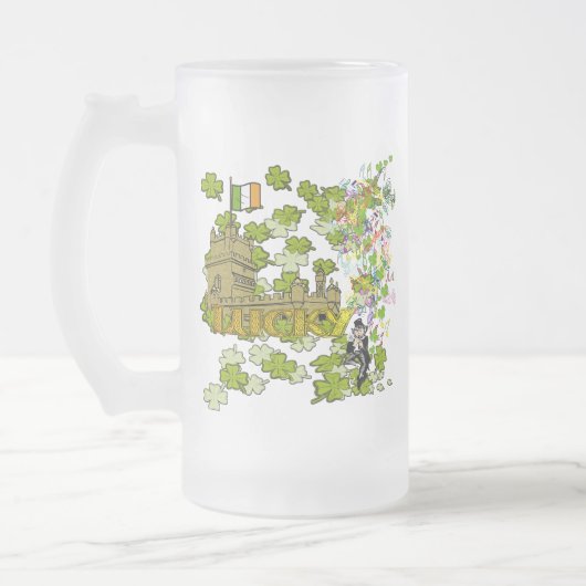 Lucky Leprechaun en Zijn Irish Castle Matglas Bierpul (Links)