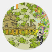 Lucky Leprechaun en Zijn Irish Castle Ronde Sticker (Voorkant)