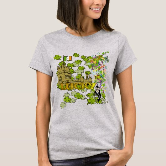 Lucky Leprechaun en Zijn Irish Castle T-shirt (Voorkant)
