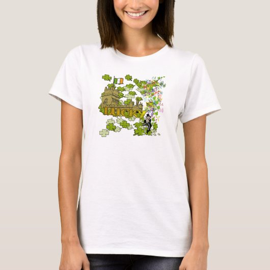 Lucky Leprechaun en Zijn Irish Castle T-shirt (Voorkant)