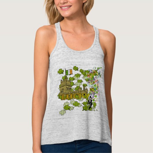 Lucky Leprechaun en Zijn Irish Castle Tanktop (Voorkant)