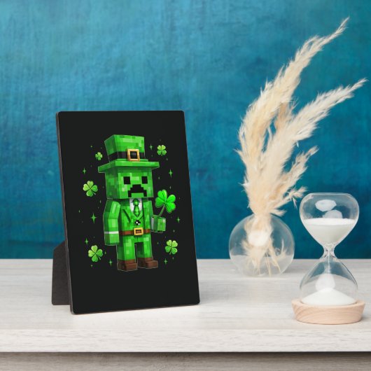 Lucky Leprechaun Funny St Patrick's Day Video Game Fotoplaat (Zijkant)