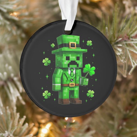 Lucky Leprechaun Funny St Patrick's Day Video Game Ornament (Boom)