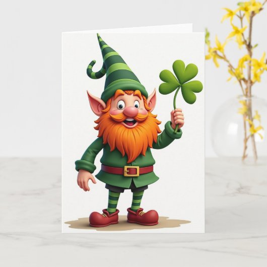 Lucky Leprechaun Glitter Texture Card Kaart (Gele Bloem)