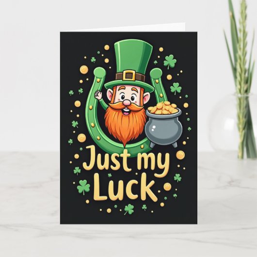 Lucky Leprechaun Glitter Textuur Kaart (Voorkant)