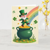 Lucky Leprechaun Gold Coin Card Kaart (Gele Bloem)