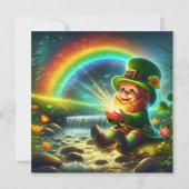Lucky Leprechaun Gold Rainbow St Patrick's Square Kaart (Voorkant)