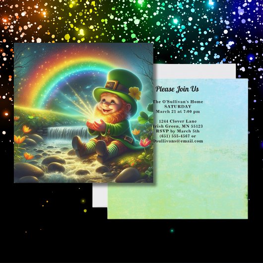 Lucky Leprechaun Gold Rainbow St Patrick's Square Kaart